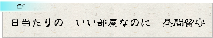 日当たりの　いい部屋なのに　昼間留守